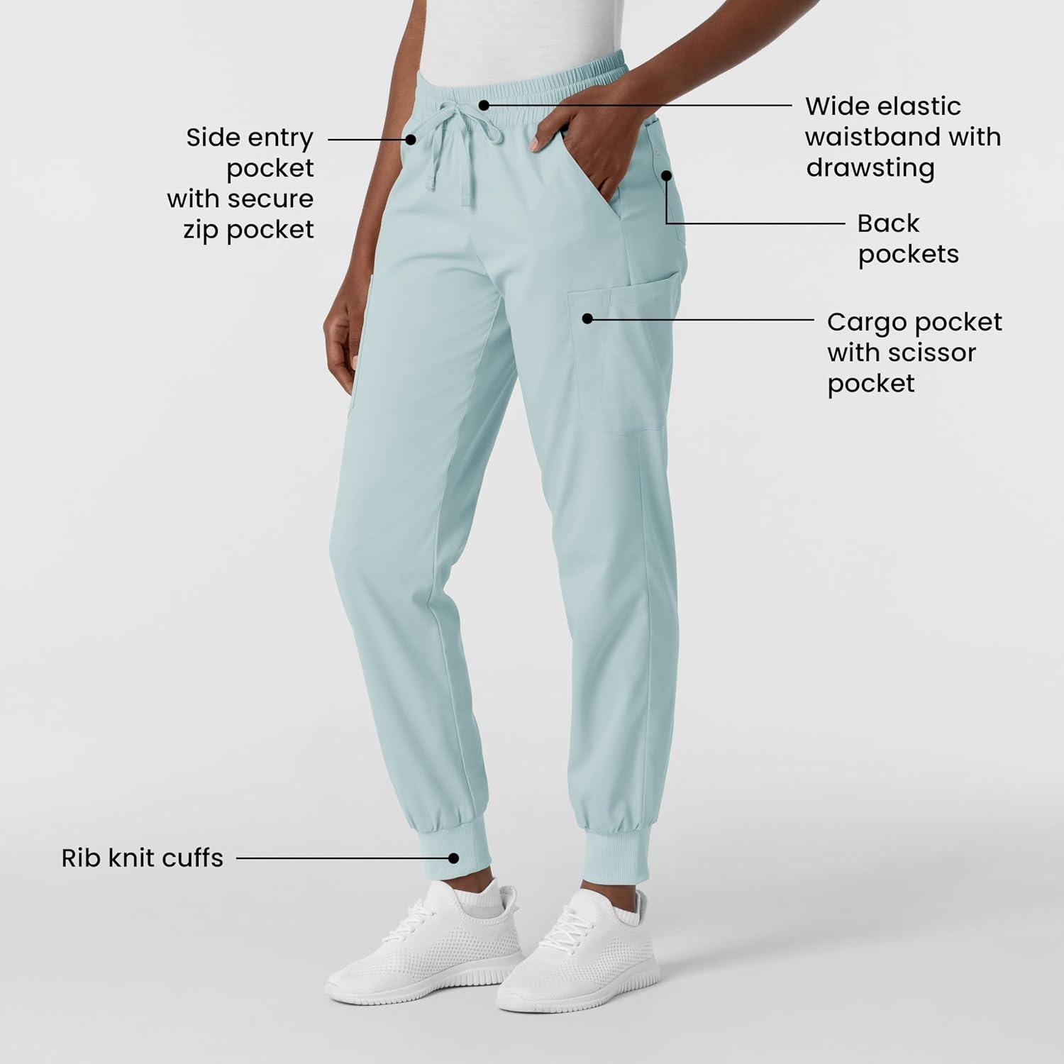 WonderWink Women’s Women’s Jogger Scrub Pant(Sky Blue)