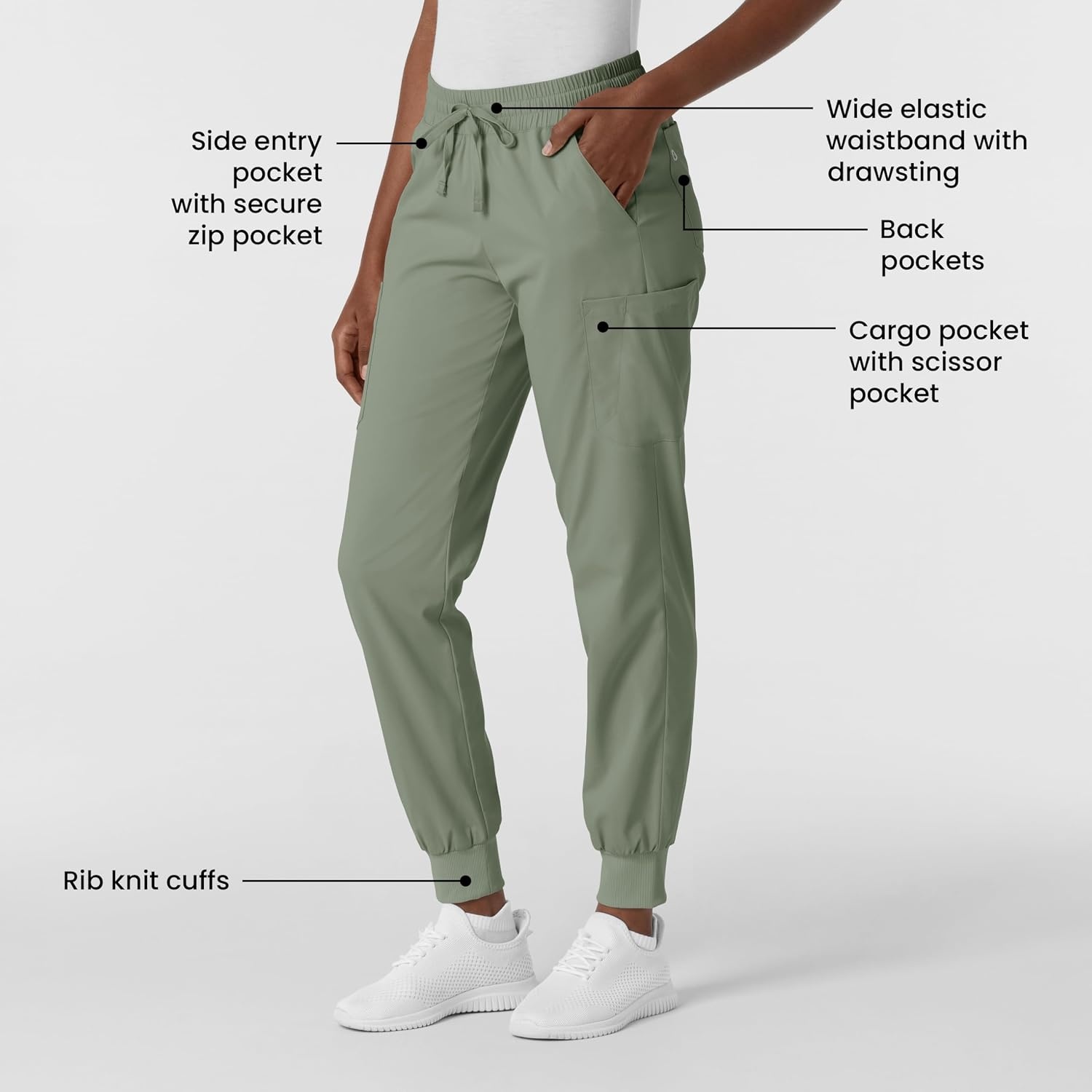 Wink Boundless Women’s Jogger Scrub Pant(Sage)