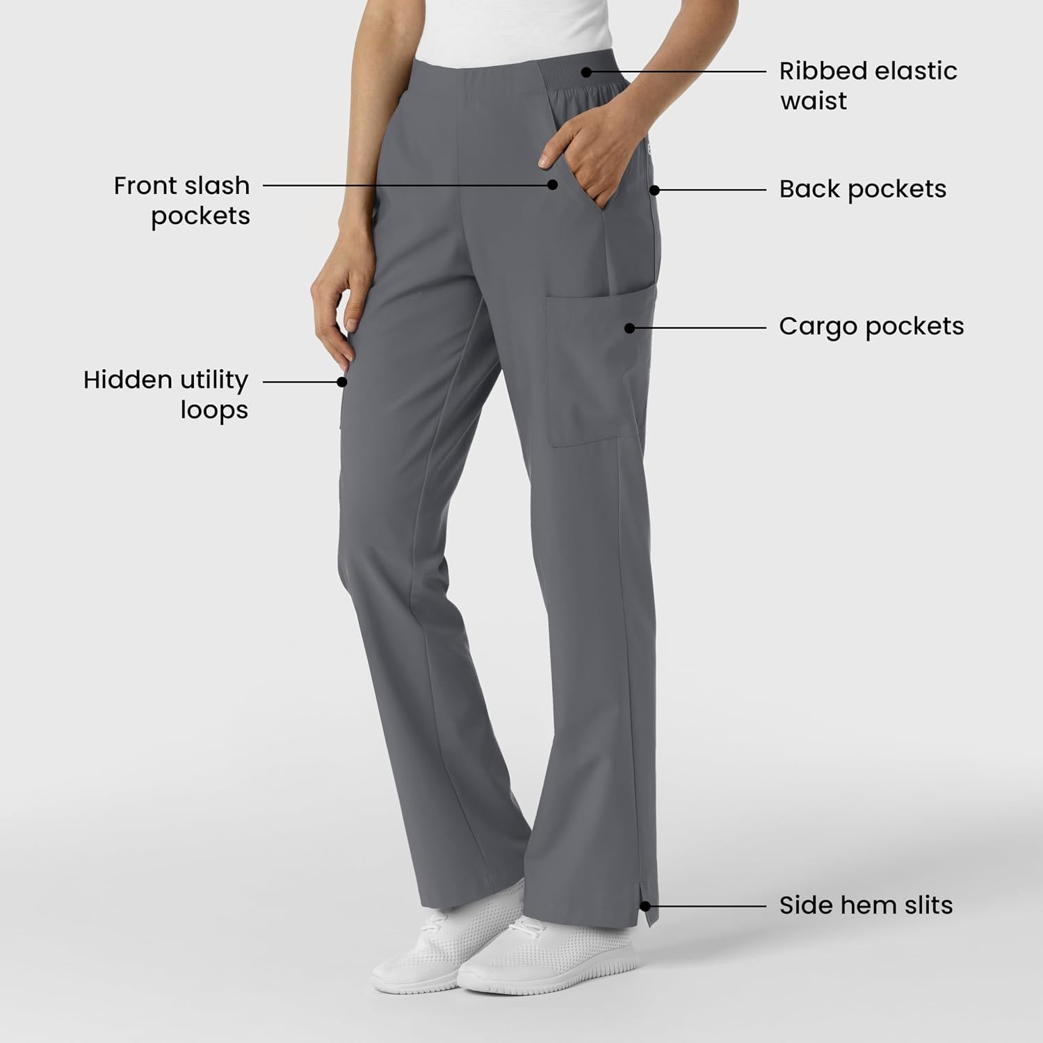Wink Women’s Women’s Cargo Utility Scrub Pant(Pewter)