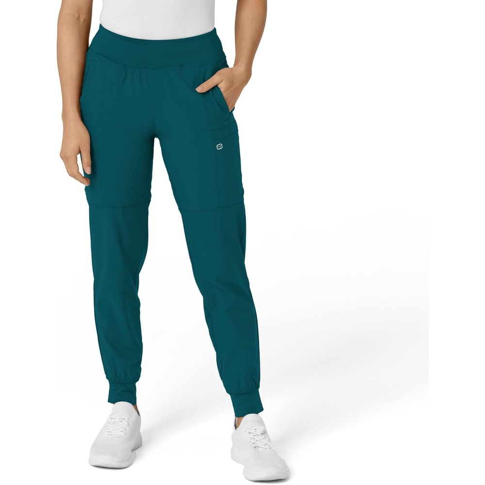 WINK Scrubs for Women, W123, Comfort Waist Cargo Joggers Pants with 8 Pockets(Caribbean Blue)