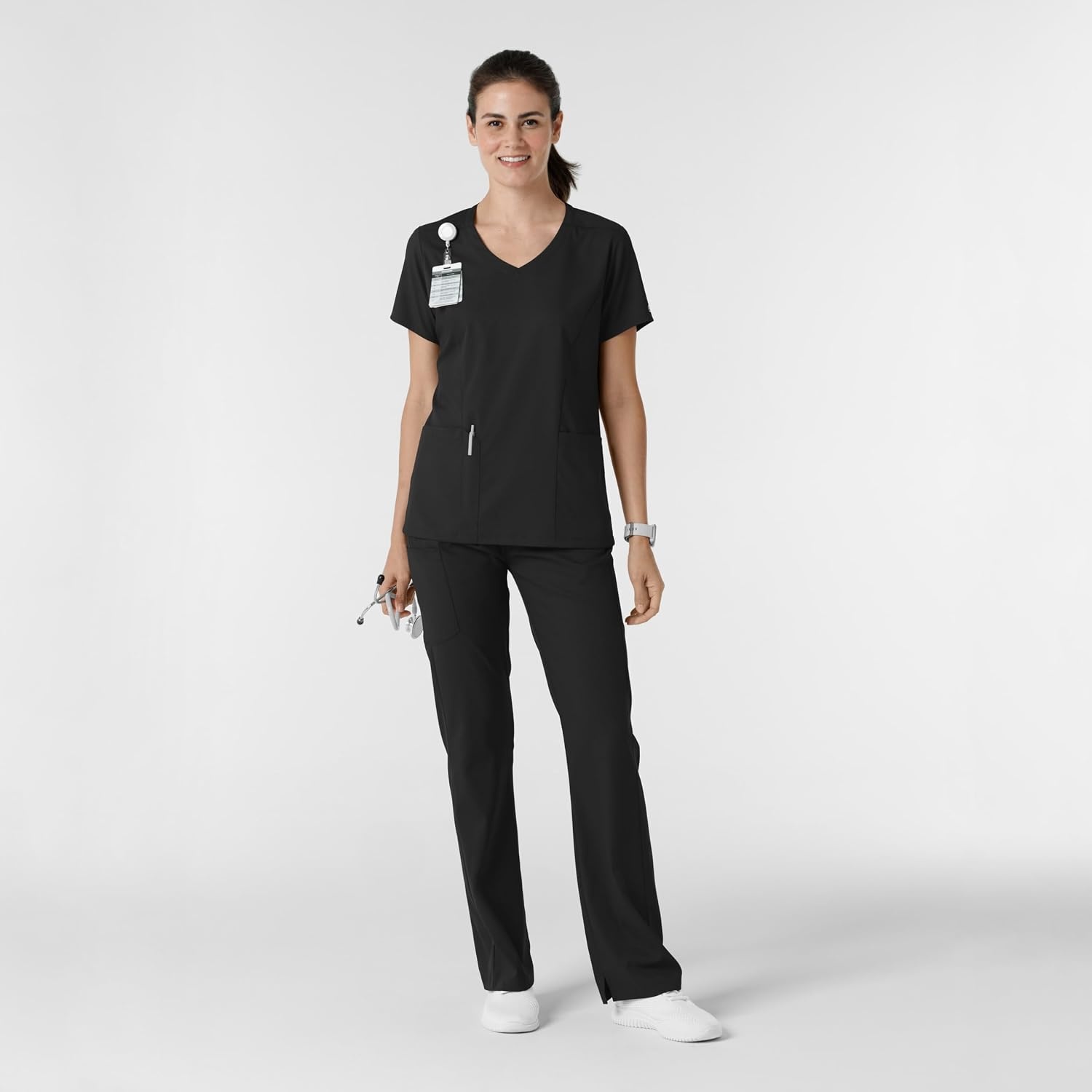 WINK Scrubs for Women, Boundless, Bootcut Pants with Drawstring and 6 Pockets(Black)