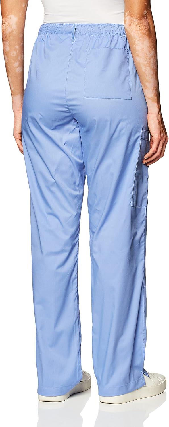 WonderWink Women’s Petite-Plus-Size Wonderwork Straight Leg Cargo Scrub Pant(Ceil Blue)