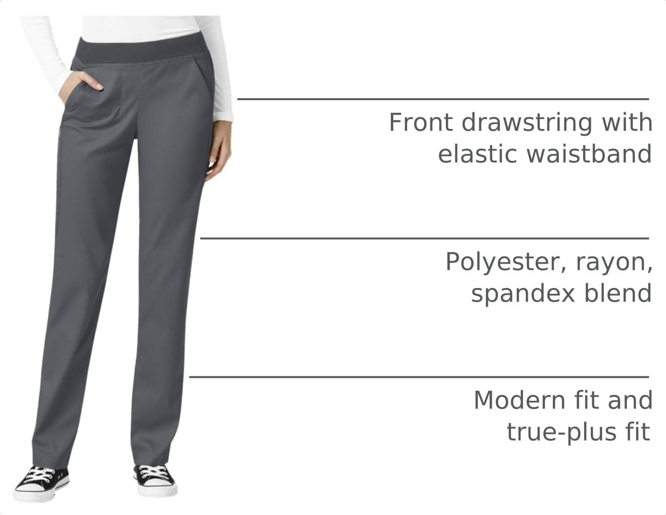 WonderWink Women’s Women’s Knit Waist Cargo Scrub Pant(Pewter)