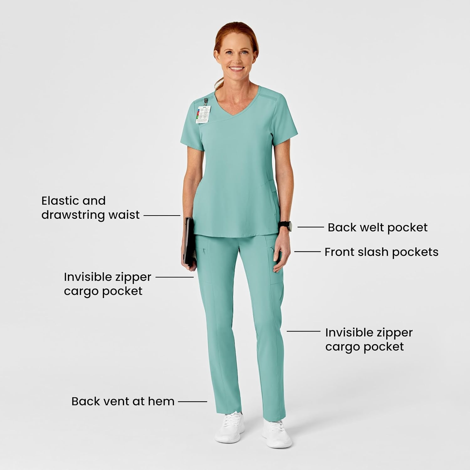Wink Renew Women’s High Waist Slim Leg Scrub Pant(Turquoise)