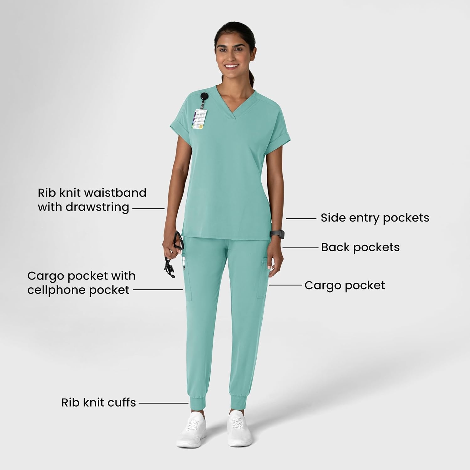 Wink Women’s Women’s Jogger Utility Scrub Pant(Turquoise)