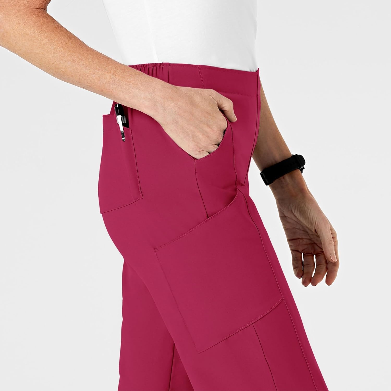Wink W123 Women’s Flat Front Cargo Scrub Pant(Viva Magenta)