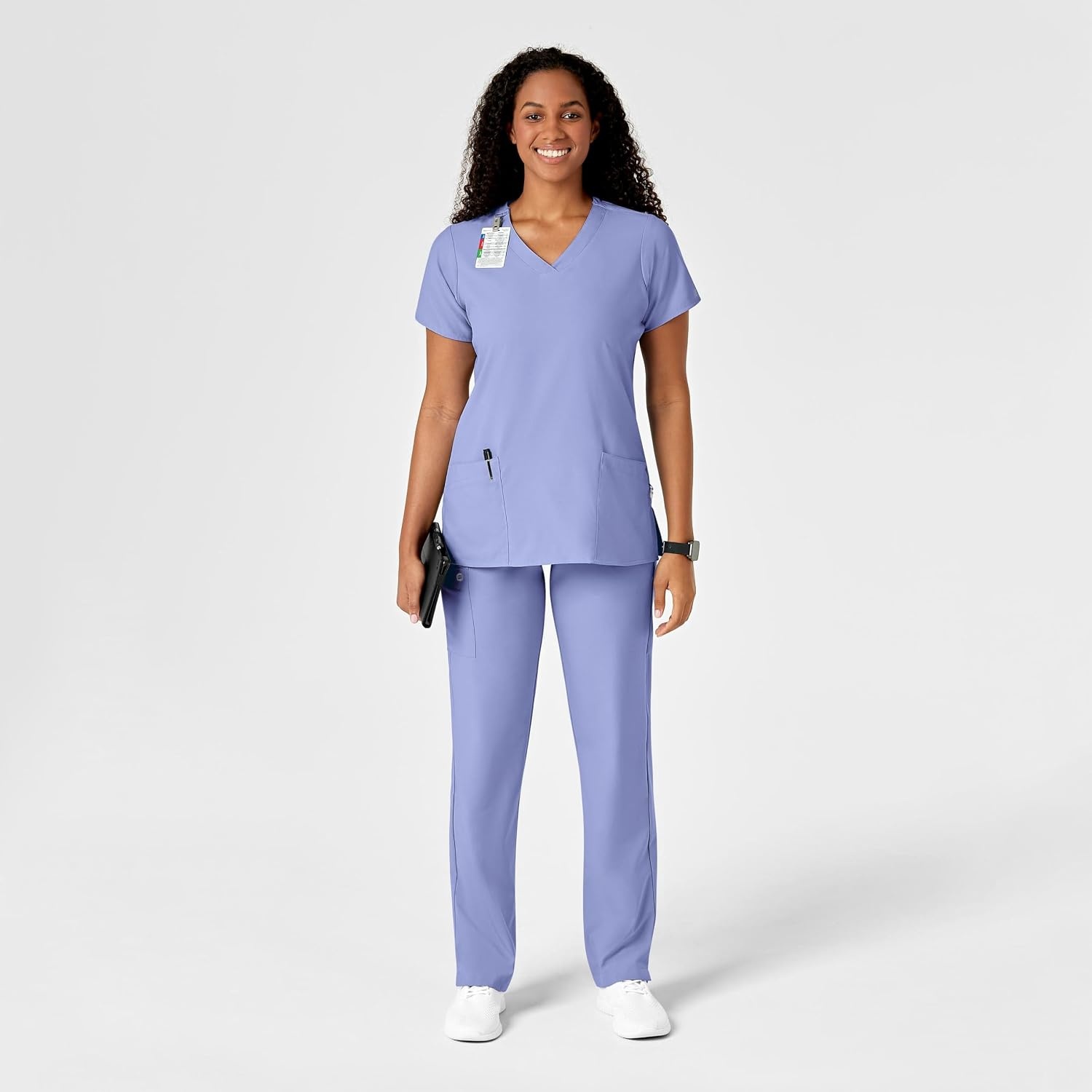 WonderWink W123 Women’s Drawstring Scrub Pant — Ceil Blue, Large Tall