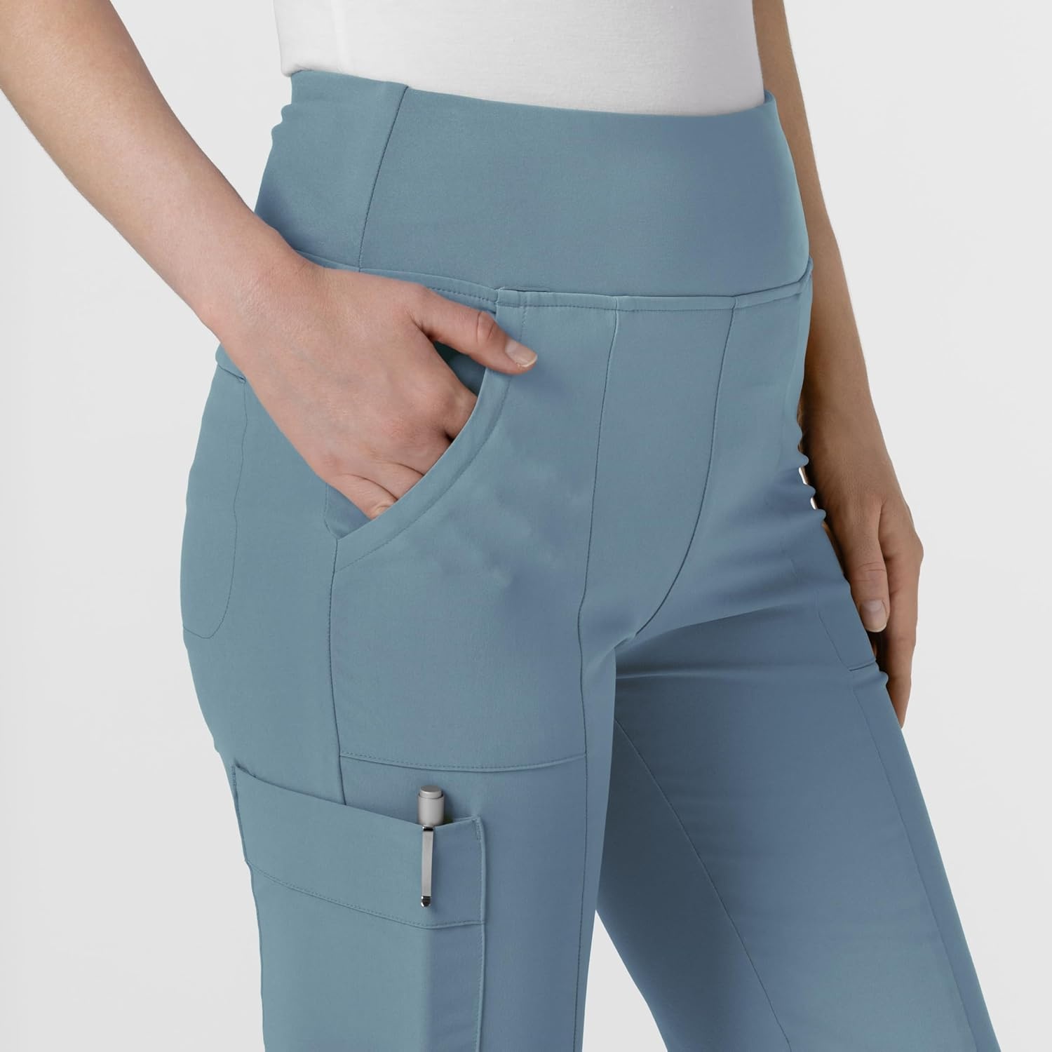 Wink Scrubs for Women, Renew, Cargo Flare Pants, with 7 Pockets(Elemental Blue)
