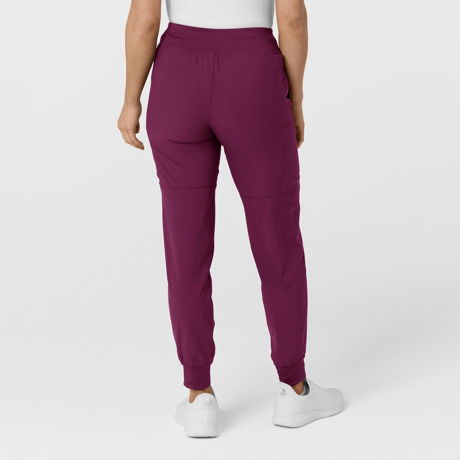 WINK Scrubs for Women, W123, Comfort Waist Cargo Joggers Pants with 8 Pockets(Wine)