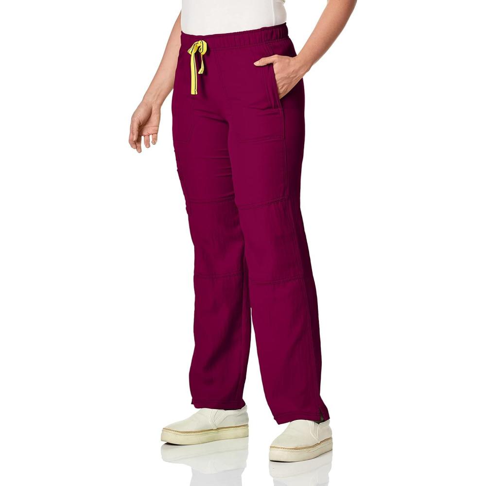 WonderWink Womens Four Stretch Cargo Scrub Pant(Purple Wine)