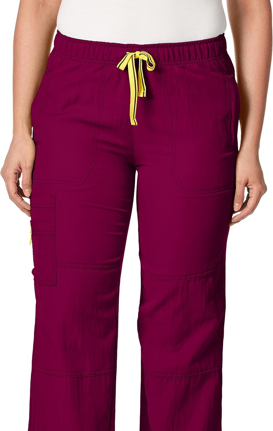 WonderWink Womens Four Stretch Cargo Scrub Pant(Purple Wine)