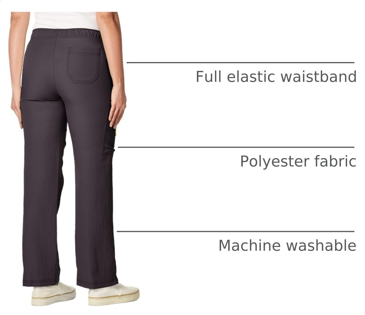 WonderWink Sporty Cargo Scrub Pant, Pewter, XS, Grey