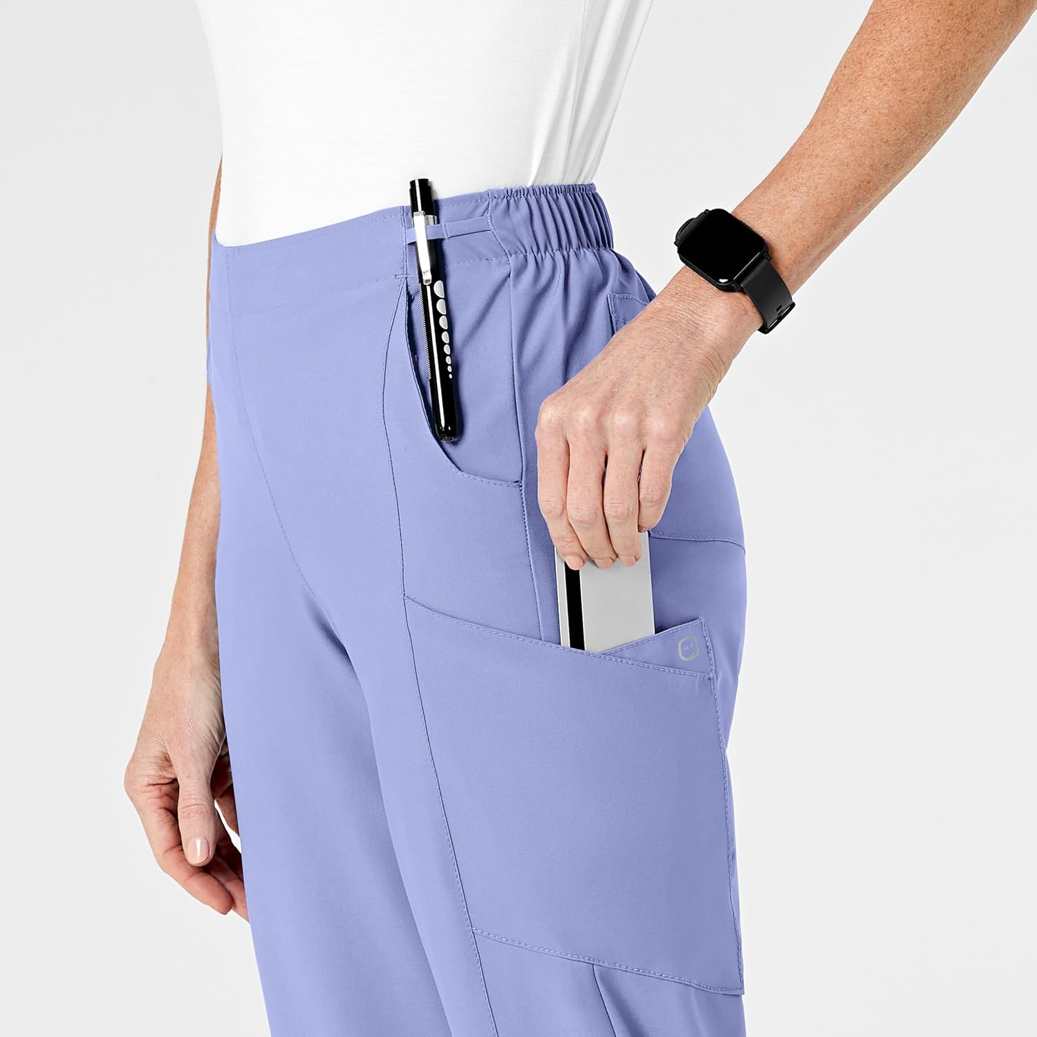 Wink W123 Women’s Flat Front Cargo Scrub Pant(Ceil Blue)