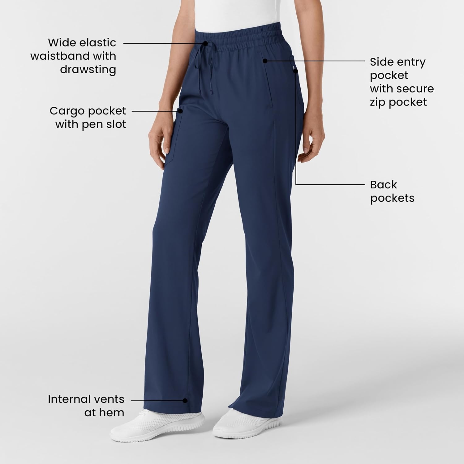 WINK Boundless Women’s Bootcut Scrub Pant | Womens Scrub Pant Teal Mid Rise(Navy)