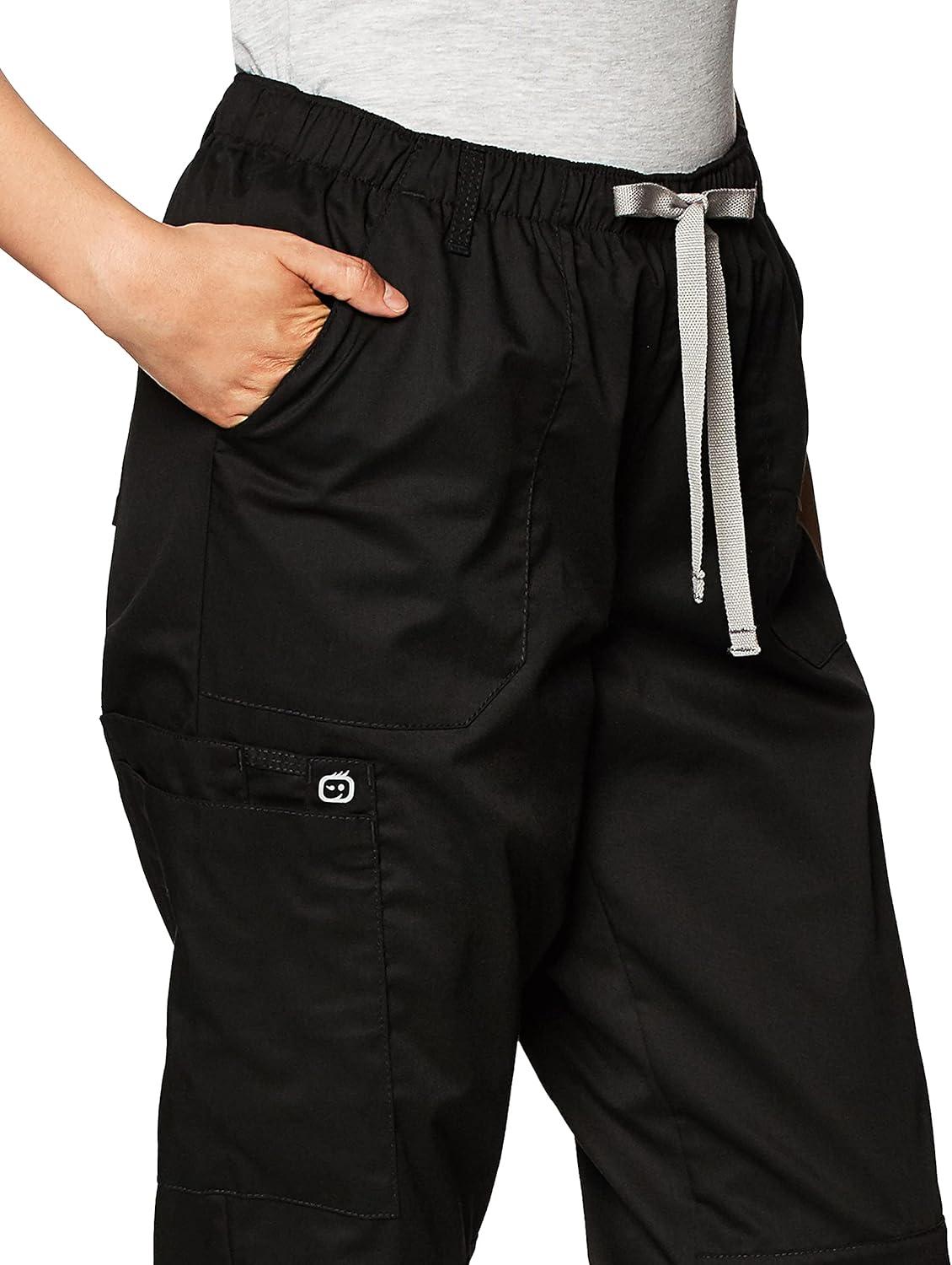 WonderWink Women’s Petite-Plus-Size Wonderwork Straight Leg Cargo Scrub Pant(Black)