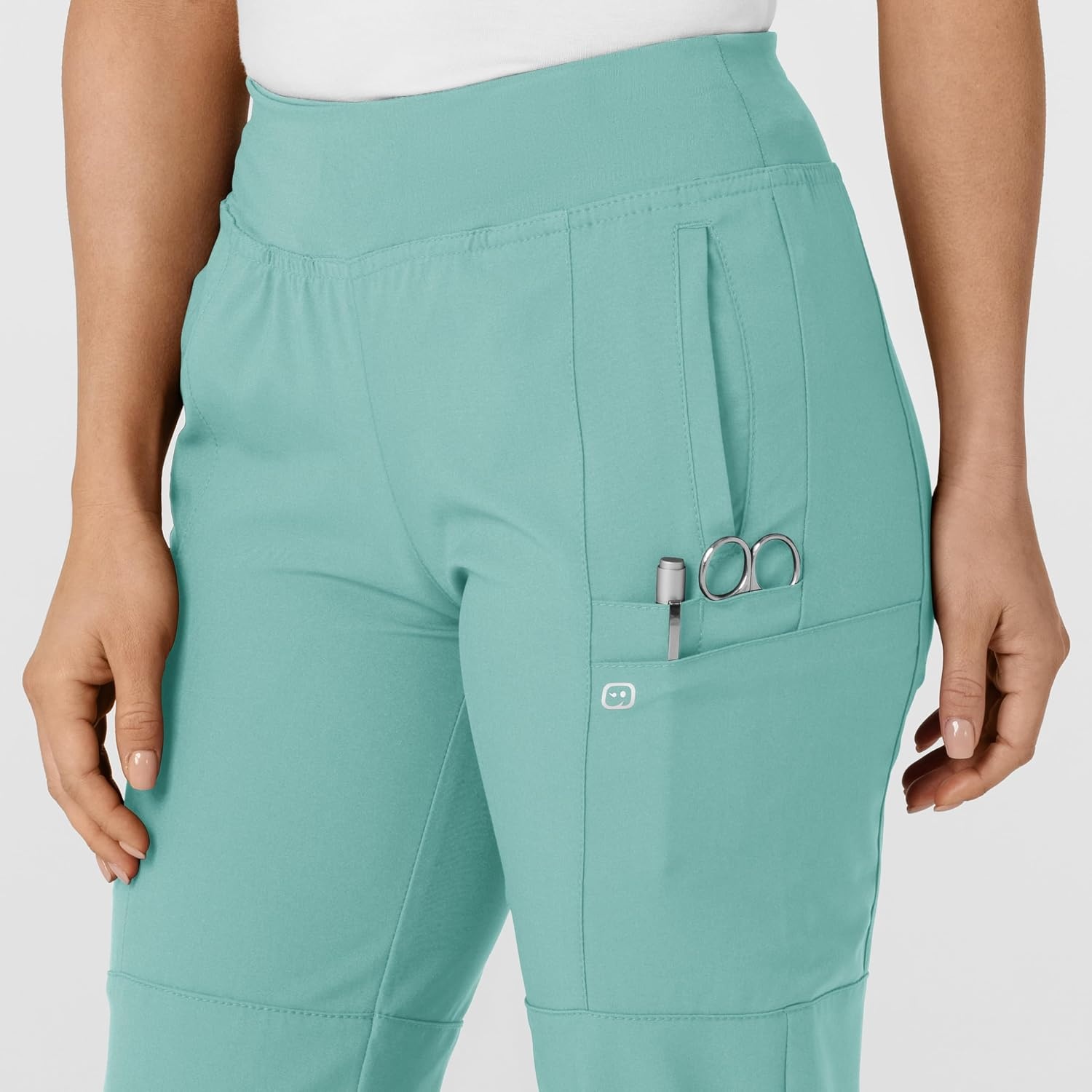 Wink W123 Women’s Comfort Waist Cargo Jogger Scrub Pant(Turquoise)