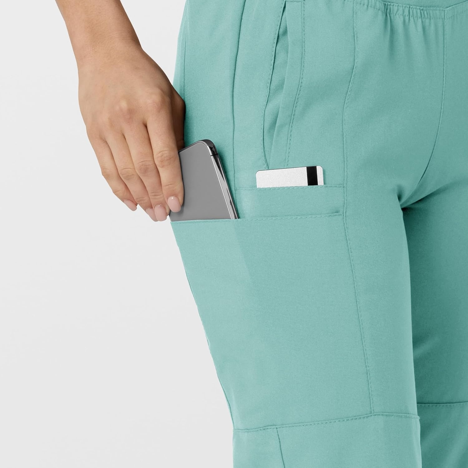Wink W123 Women’s Comfort Waist Cargo Jogger Scrub Pant(Turquoise)