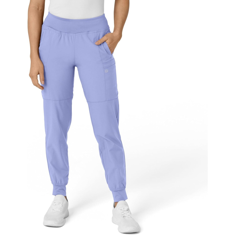 WINK Scrubs for Women, W123, Comfort Waist Cargo Joggers Pants with 8 Pockets(Ceil Blue)