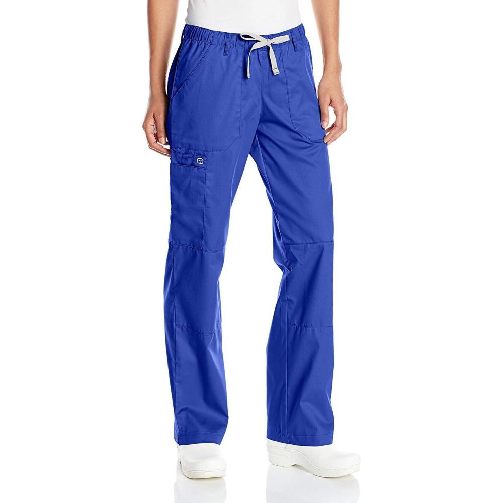 WonderWink Women’s Petite-Plus-Size Wonderwork Straight Leg Cargo Scrub Pant(Galaxy Blue)