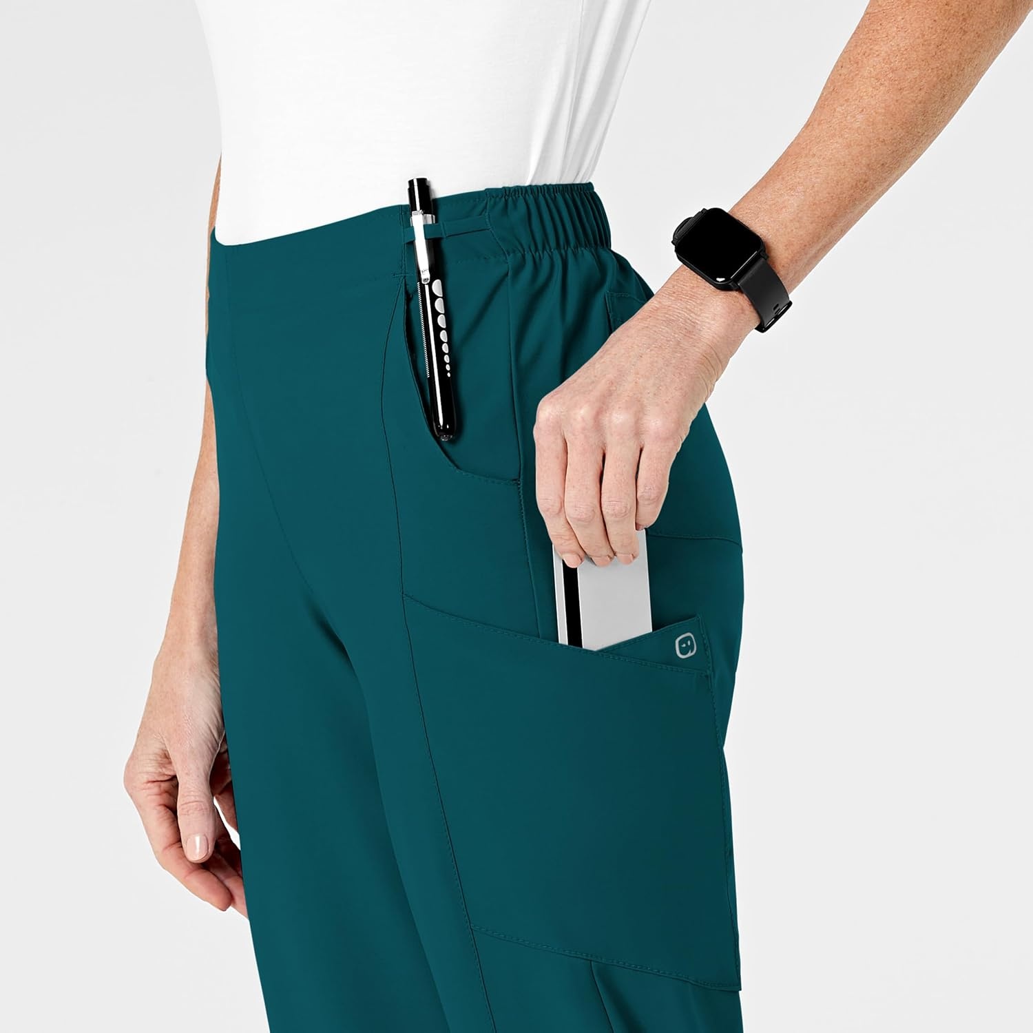 Wink W123 Women’s Flat Front Cargo Scrub Pant(Caribbean Blue)