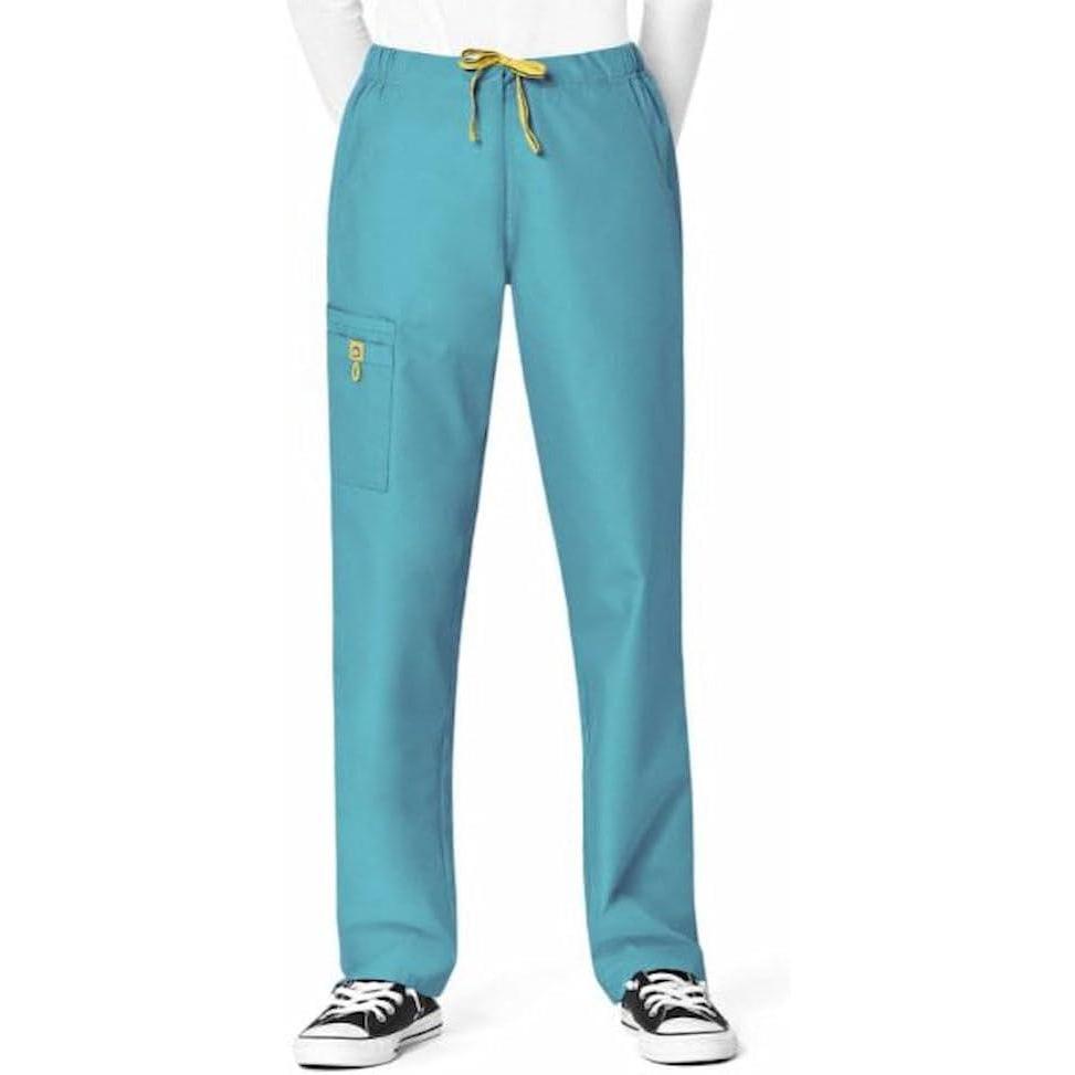 WonderWink Womens Women’s Slim Leg Cargo Scrub Pant(Real Teal)