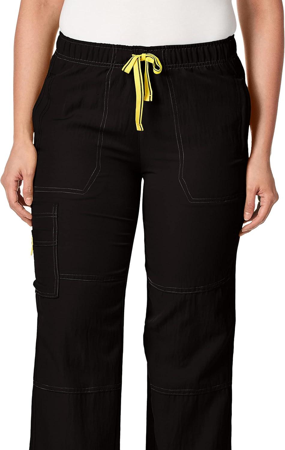 WonderWink Womens Four Stretch Cargo Scrub Pant(Black)