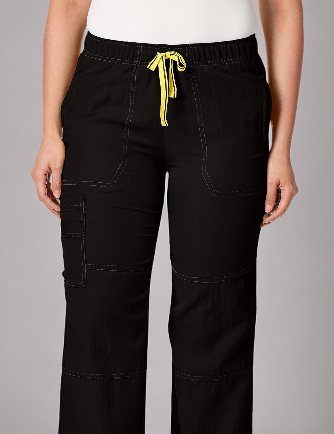 WonderWink Womens Four Stretch Cargo Scrub Pant(Black)