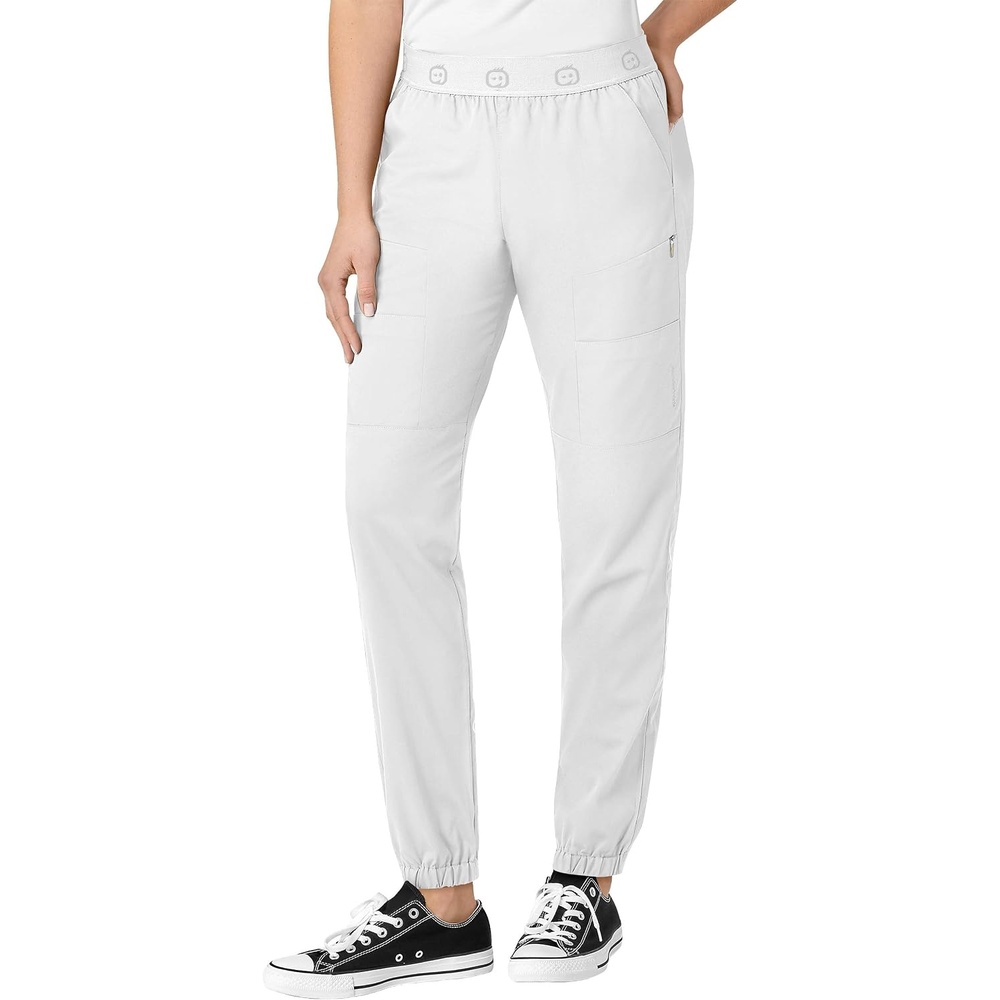 WINK PRO Women’s Slim Cargo Jogger Scrub Pant, White, 5XL