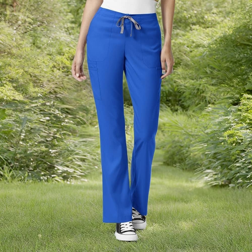 WINK PRO Women’s Moderate Flare Leg Cargo Scrub Pant, Royal, XL