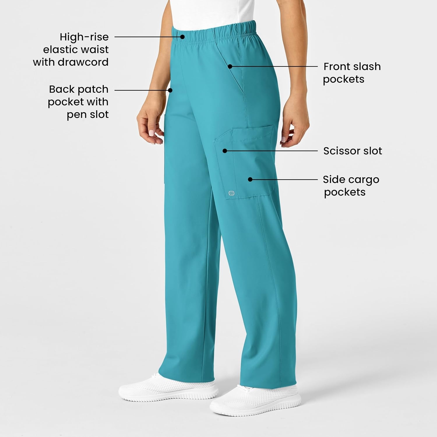 Wink W123 Unisex Multi-Cargo Scrub Pant(Teal Blue)