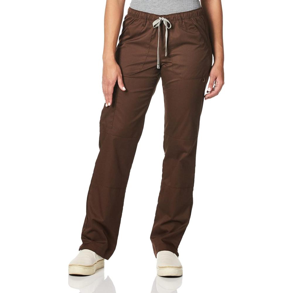 WonderWink Women’s Petite-Plus-Size Wonderwork Straight Leg Cargo Scrub Pant(Chocolate)