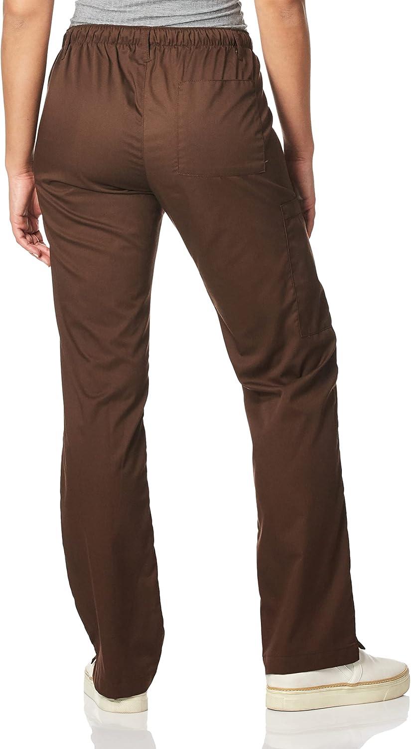 WonderWink Women’s Petite-Plus-Size Wonderwork Straight Leg Cargo Scrub Pant(Chocolate)