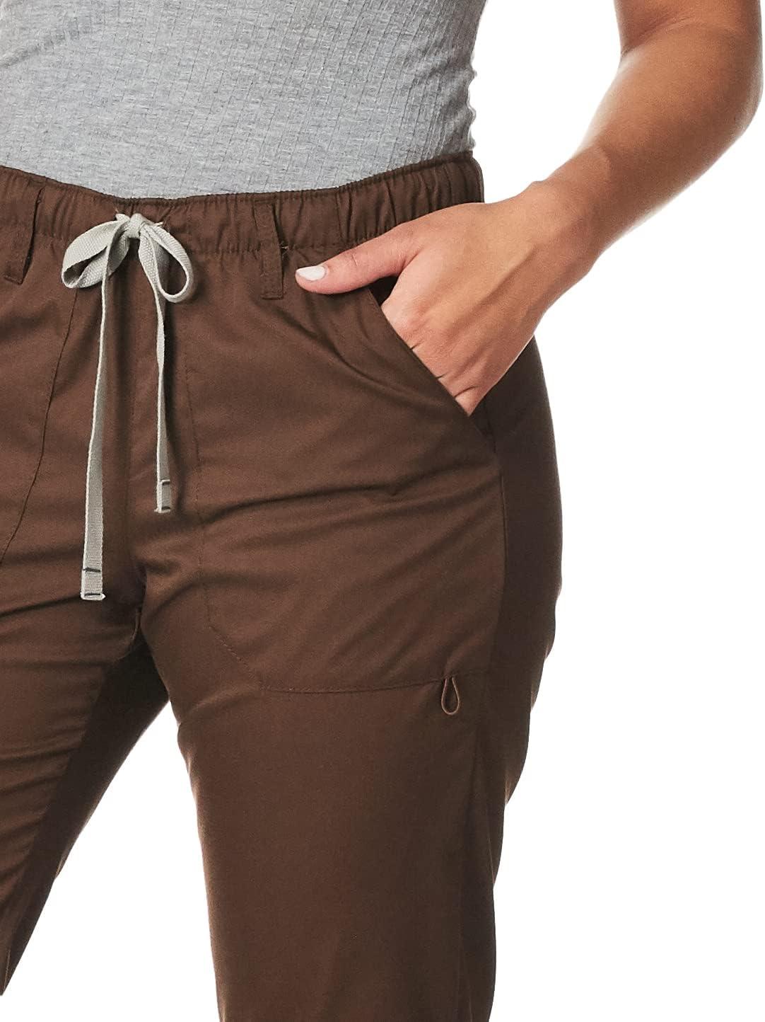WonderWink Women’s Petite-Plus-Size Wonderwork Straight Leg Cargo Scrub Pant(Chocolate)