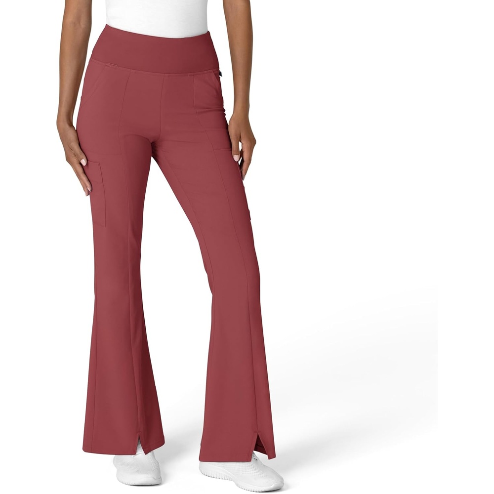 Wink Scrubs for Women, Renew, Cargo Flare Pants, with 7 Pockets(Ruby)