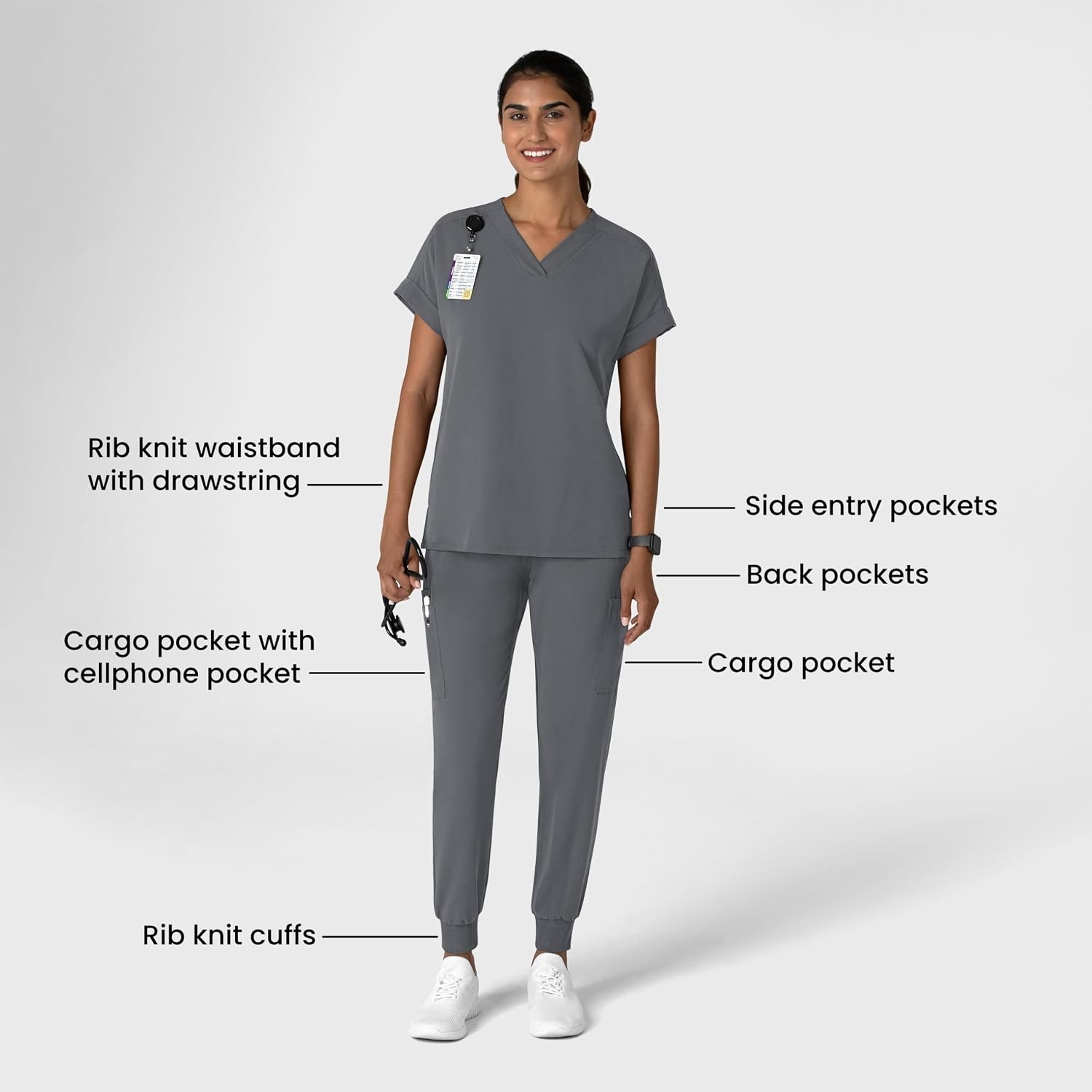 Wink Women’s Women’s Jogger Utility Scrub Pant(Pewter)