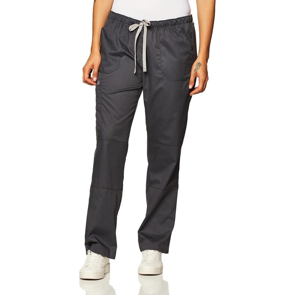 WonderWink Women’s Petite-Plus-Size Wonderwork Straight Leg Cargo Scrub Pant(Pewter)
