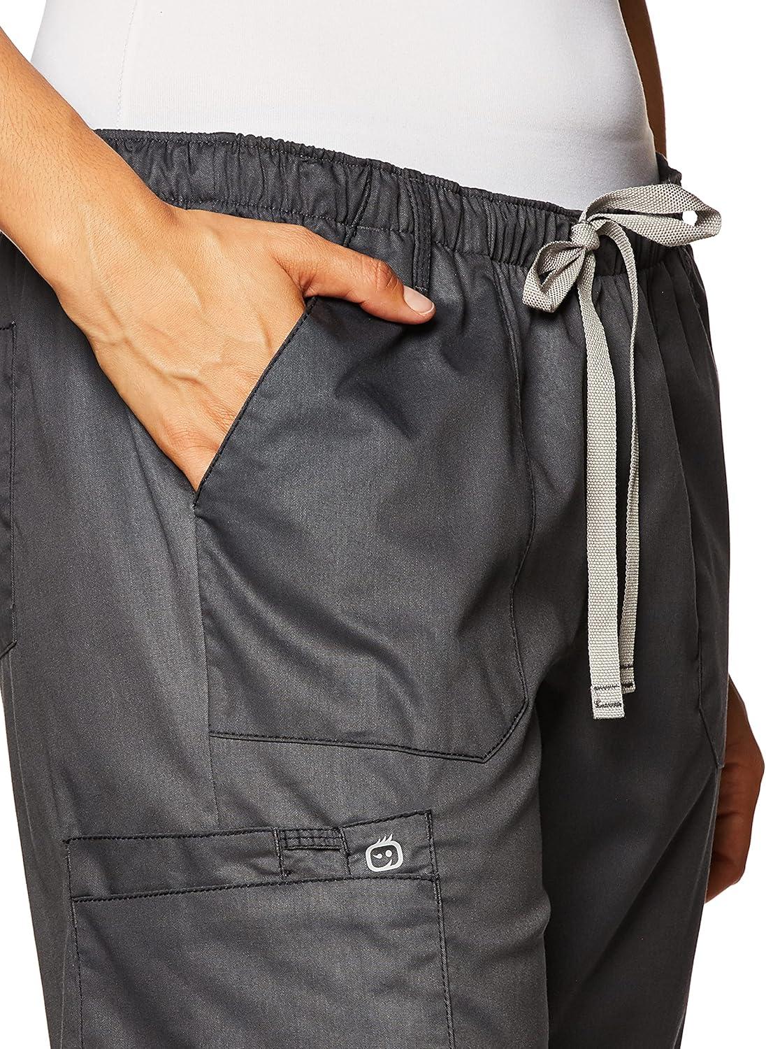 WonderWink Women’s Petite-Plus-Size Wonderwork Straight Leg Cargo Scrub Pant(Pewter)