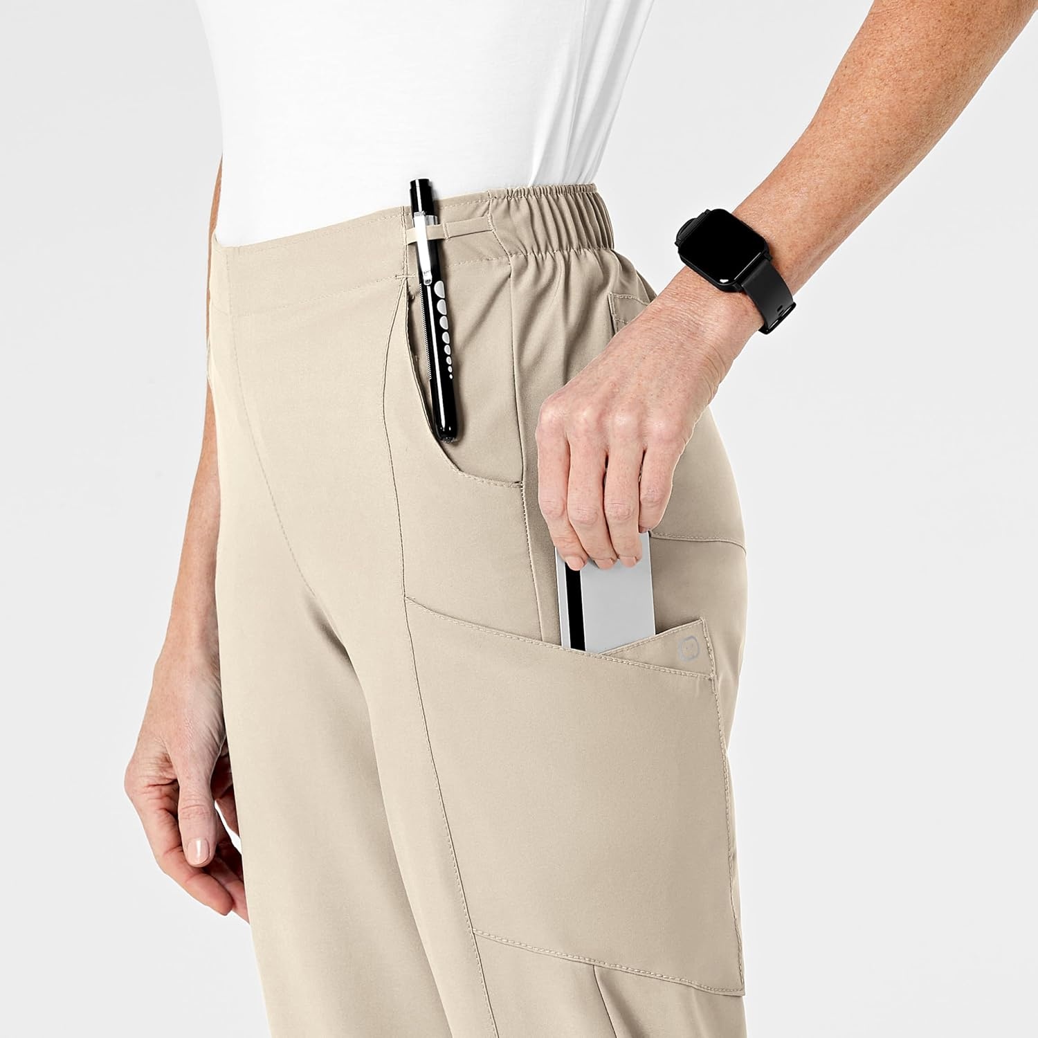 Wink W123 Women’s Flat Front Cargo Scrub Pant(Khaki)