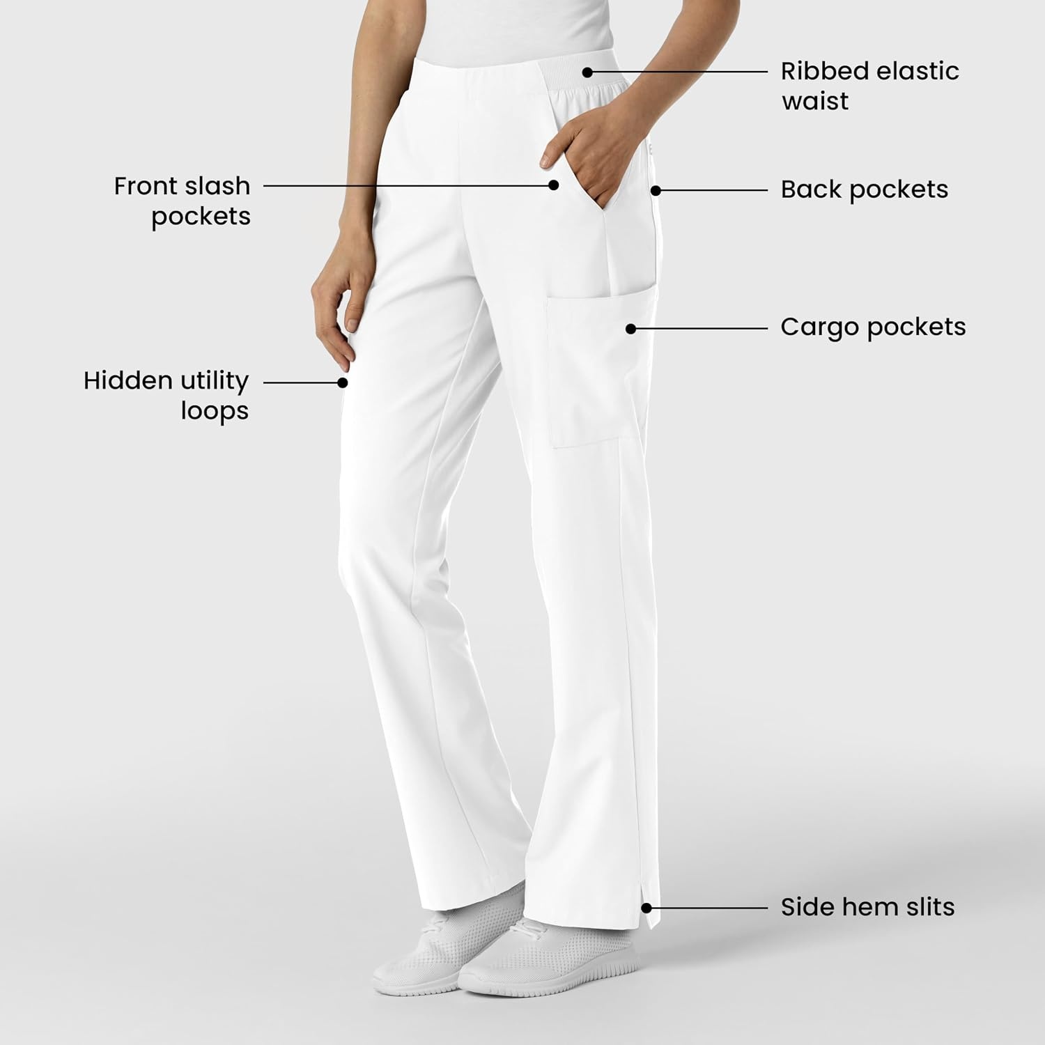 Wink Women’s Women’s Cargo Utility Scrub Pant(White)