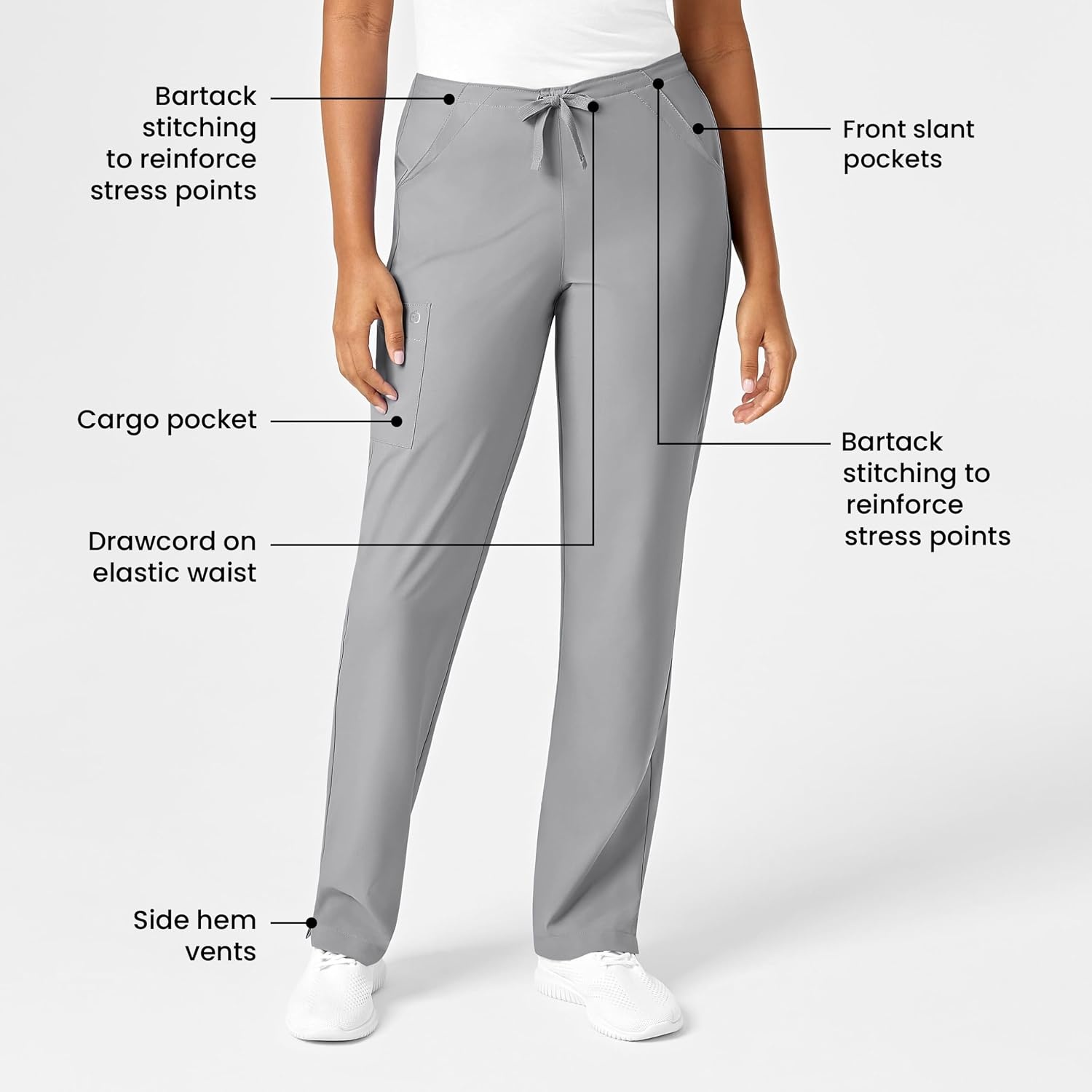WonderWink Women’s Drawstring Pant(Grey)