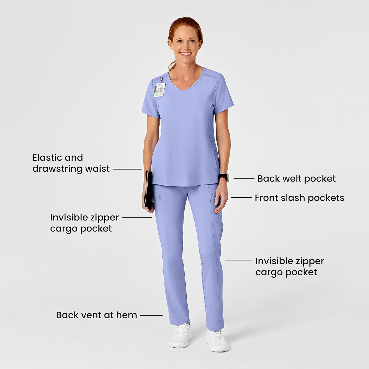 Wink Renew Women’s High Waist Slim Leg Scrub Pant(Ceil Blue)
