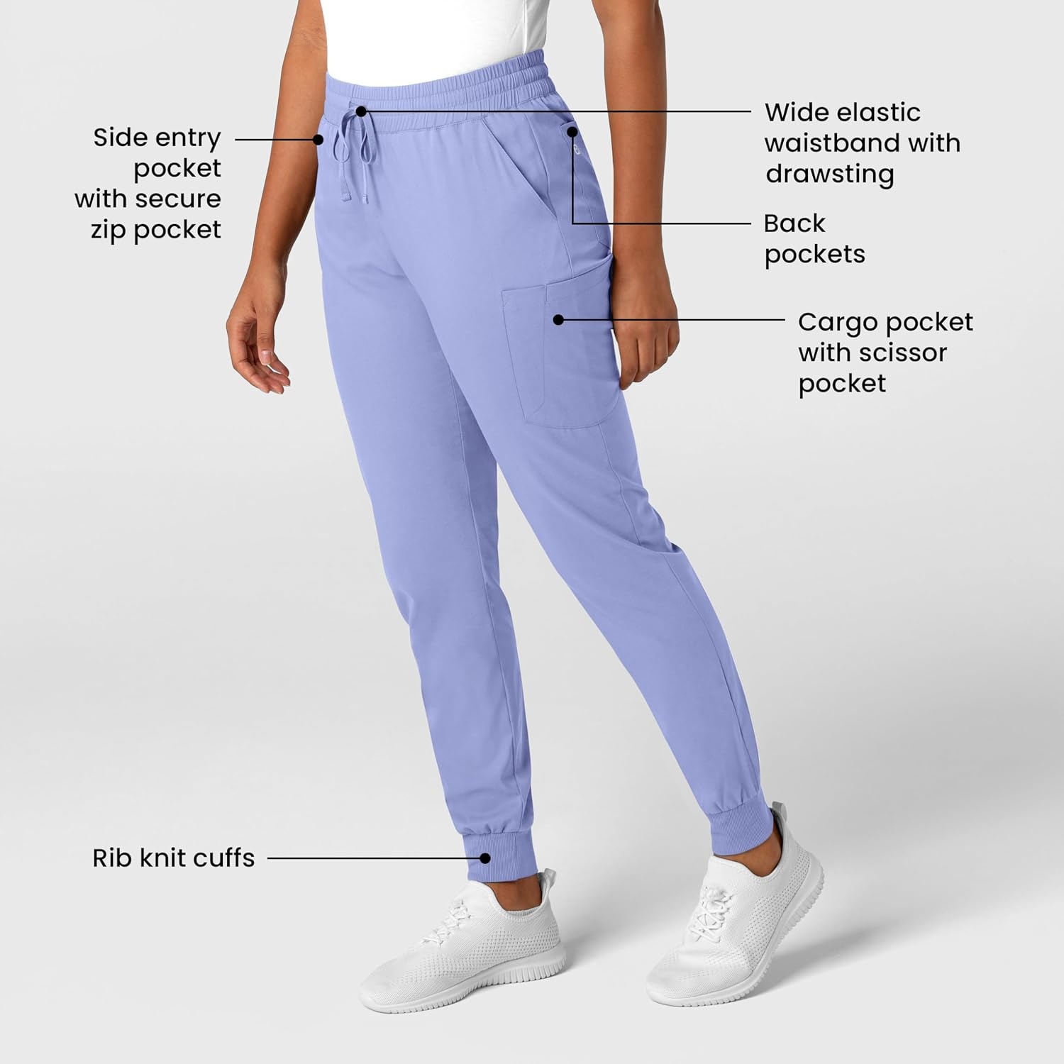 WonderWink Women’s Women’s Jogger Scrub Pant(Ceil Blue)