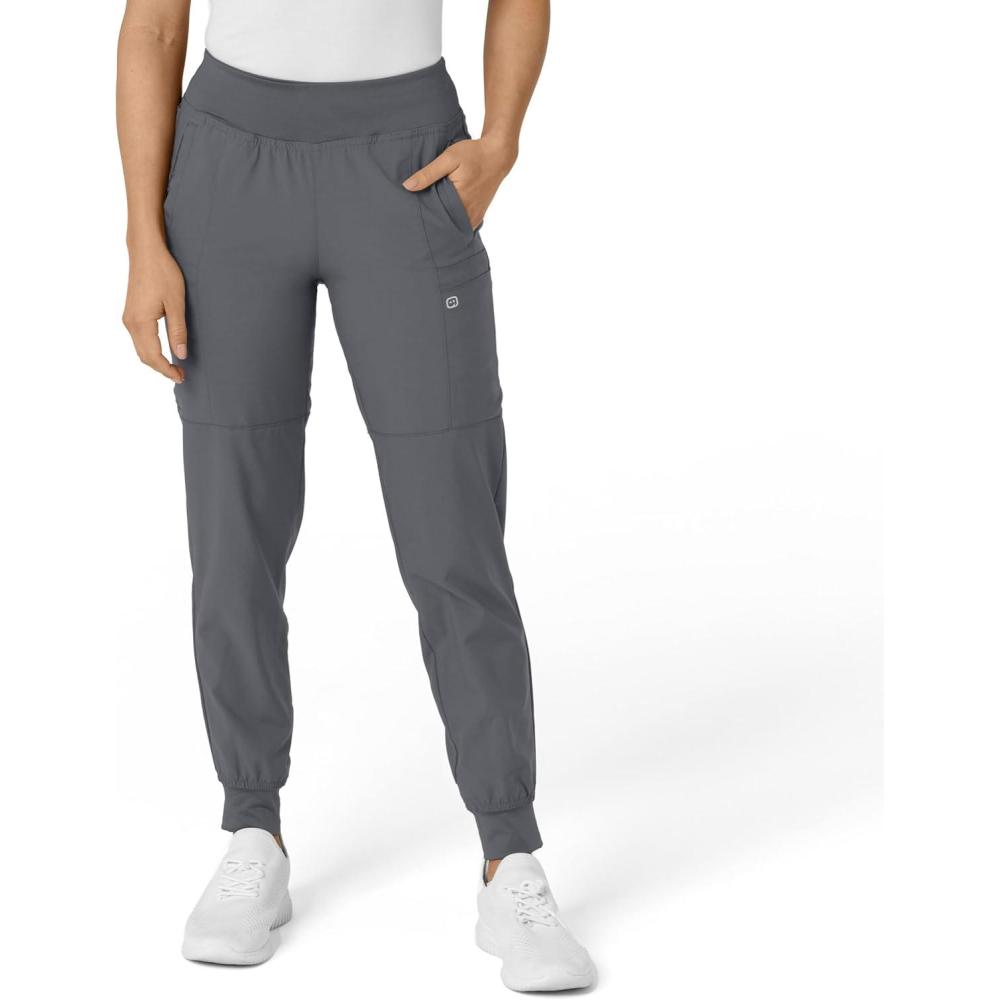 Women’s Comfort Waist Cargo Jogger Scrub Pant, Red, S(Pewter)