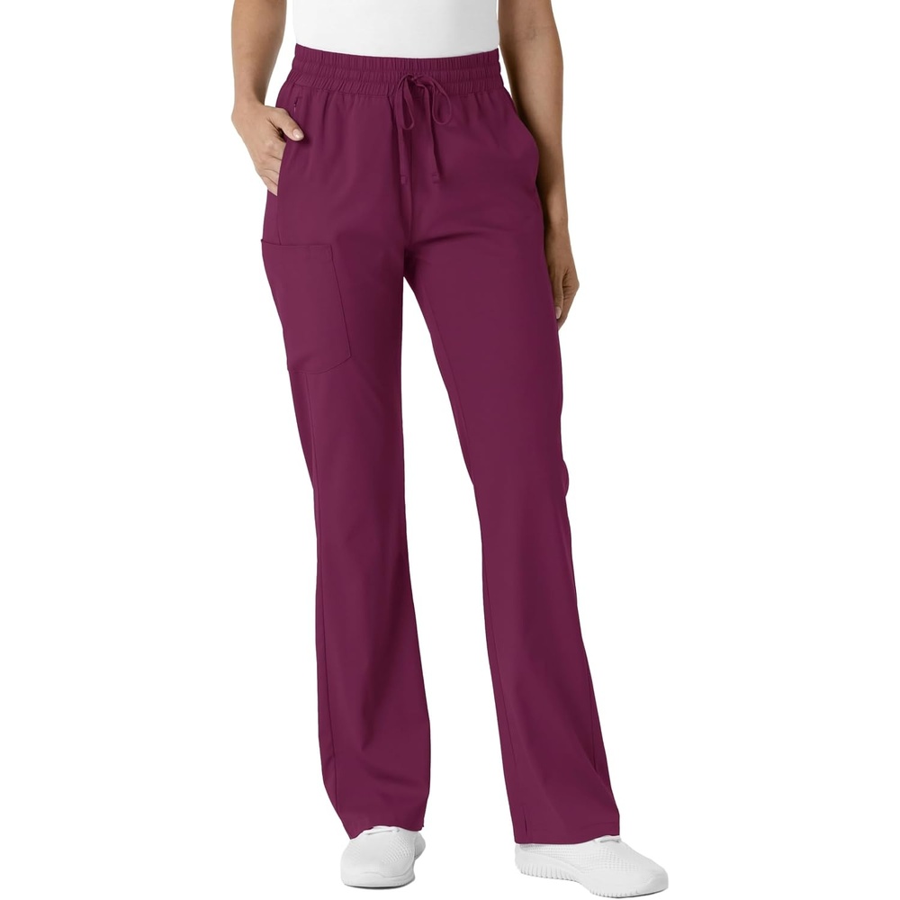 WINK Boundless Women’s Bootcut Scrub Pant | Womens Scrub Pant Teal Mid Rise(Wine)