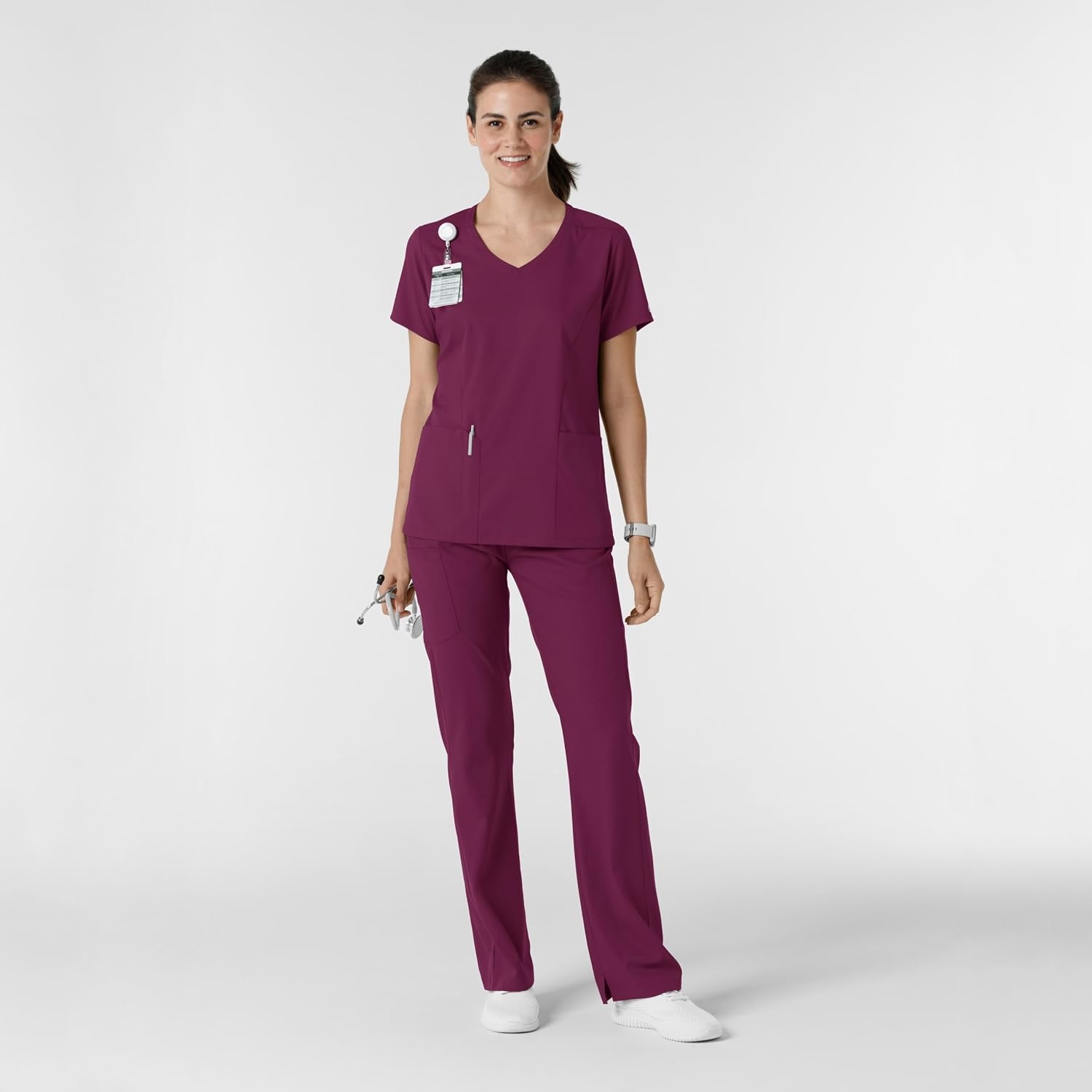 WINK Boundless Women’s Bootcut Scrub Pant | Womens Scrub Pant Teal Mid Rise(Wine)