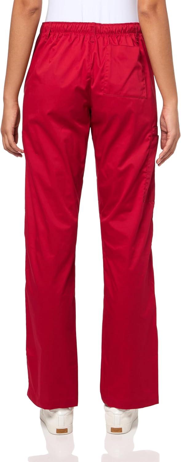 WonderWink Women’s Petite-Plus-Size Wonderwork Straight Leg Cargo Scrub Pant(Cardinal)