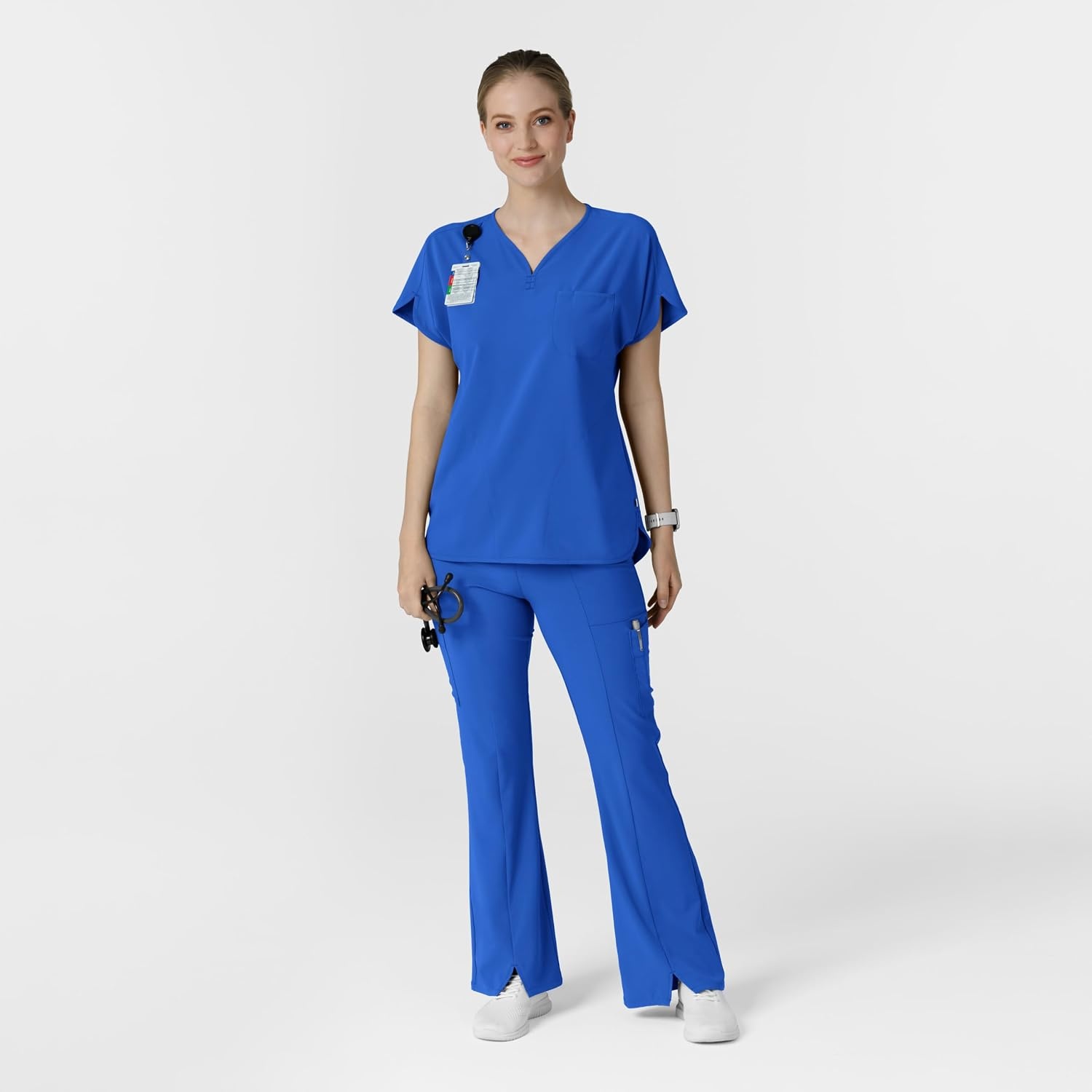 Wink Scrubs for Women, Renew, Cargo Flare Pants, with 7 Pockets(Royal)