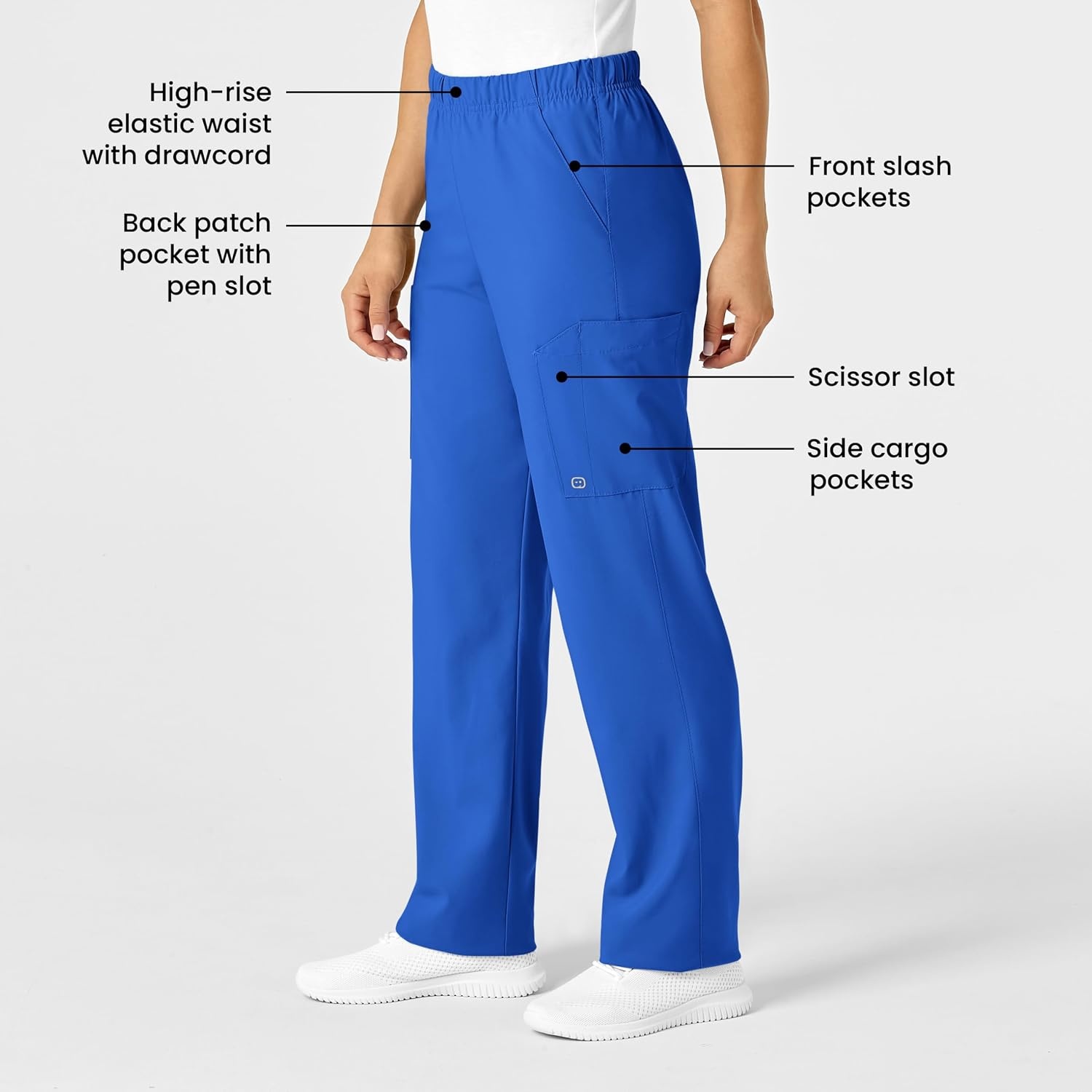 Wink W123 Unisex Multi-Cargo Scrub Pant(Royal)