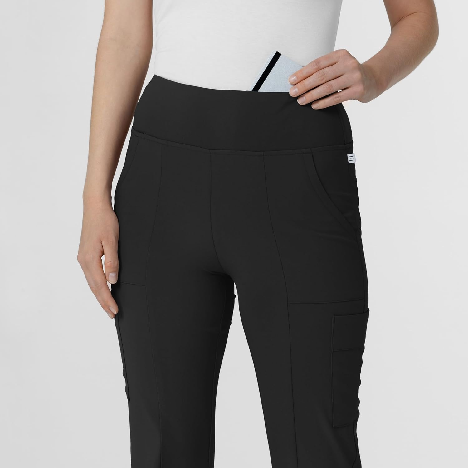 Wink Scrubs for Women, Renew, Cargo Flare Pants, with 7 Pockets(Black)