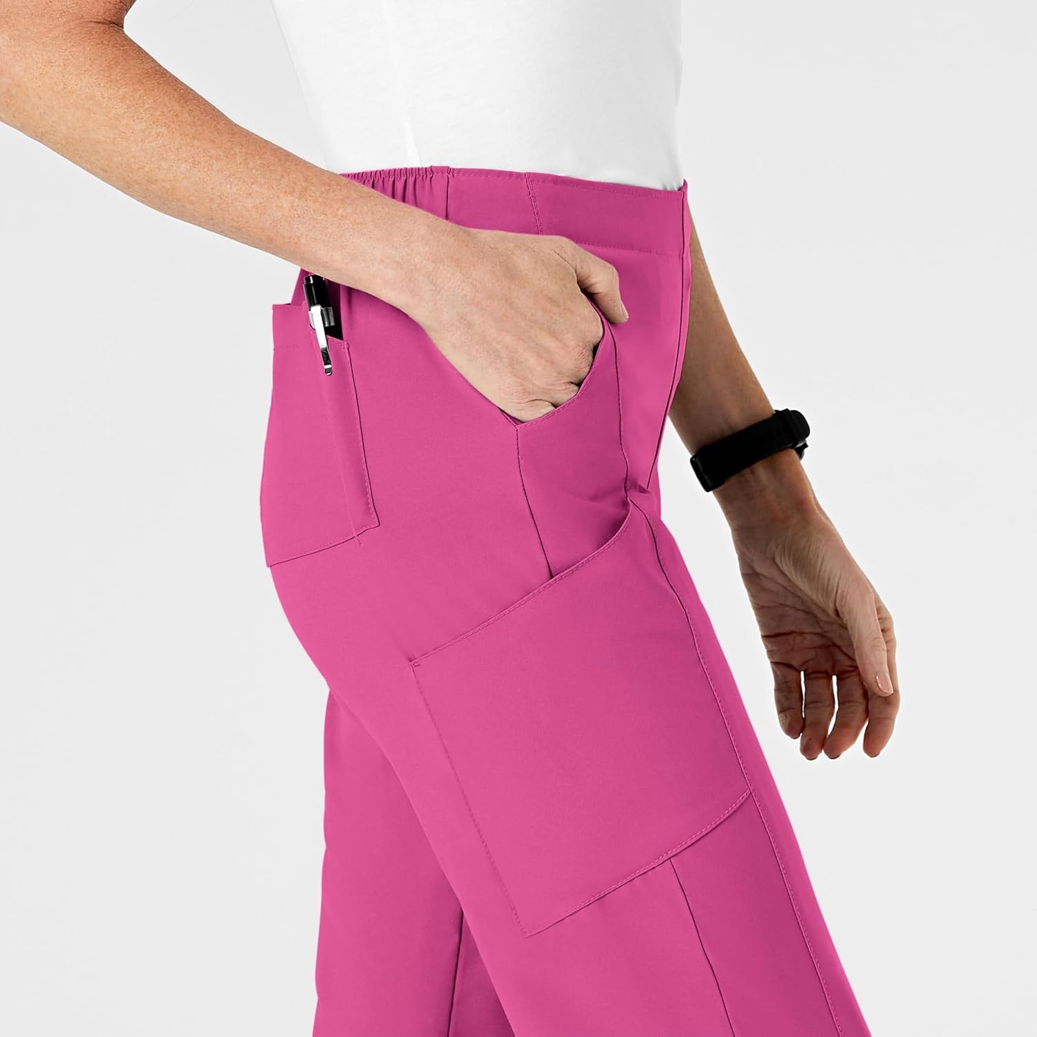 Wink W123 Women’s Flat Front Cargo Scrub Pant(Hot Pink)